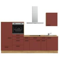 Küchenleerblock Easytouch Low-Line, L4 Links - Eichefarben/Rot, MODERN, Holzwerkstoff (300cm) - Nobilia