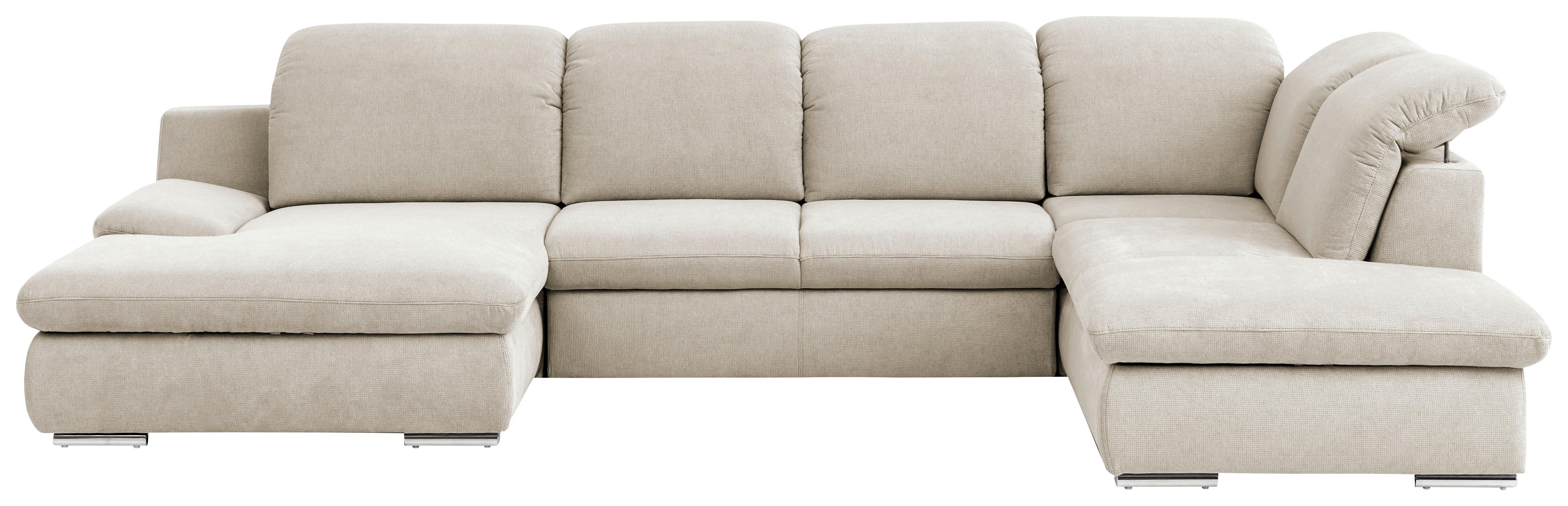Wohnlandschaft Isona Creme Chenille - Chromfarben/Creme, Design, Textil (165/353/212cm) - Livetastic
