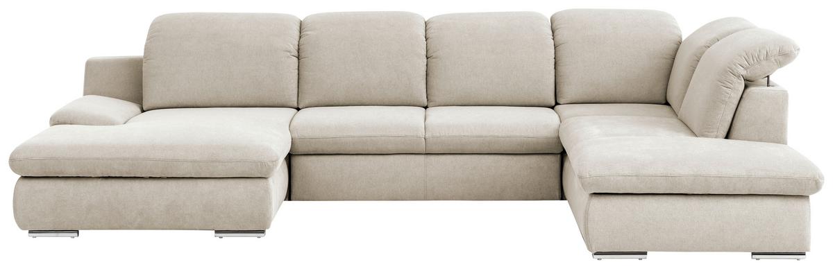 Wohnlandschaft Isona Creme Chenille - Chromfarben/Creme, Design, Textil (165/353/212cm) - Livetastic