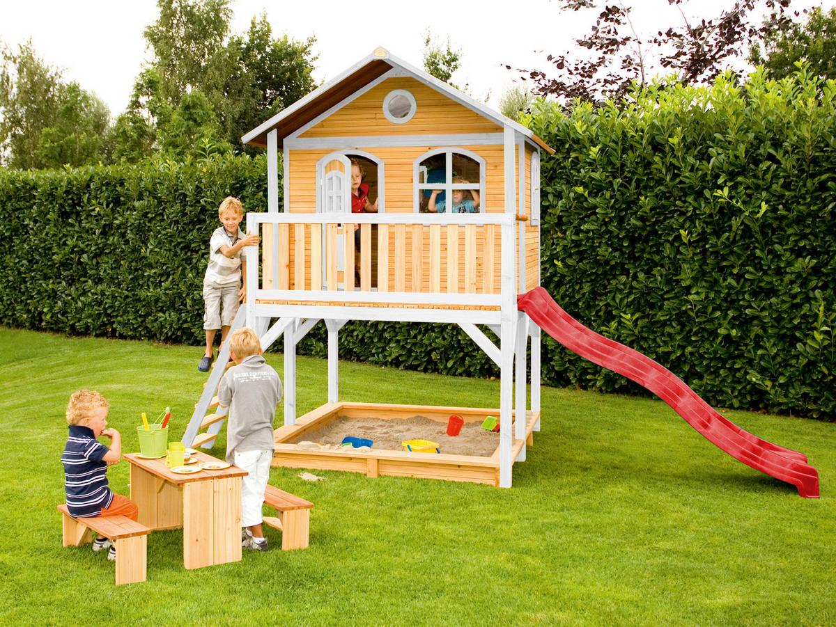 Spielhaus A030.042.21 - Rot/Braun, KONVENTIONELL, Holz (432/293/212cm) - Ambia Garden