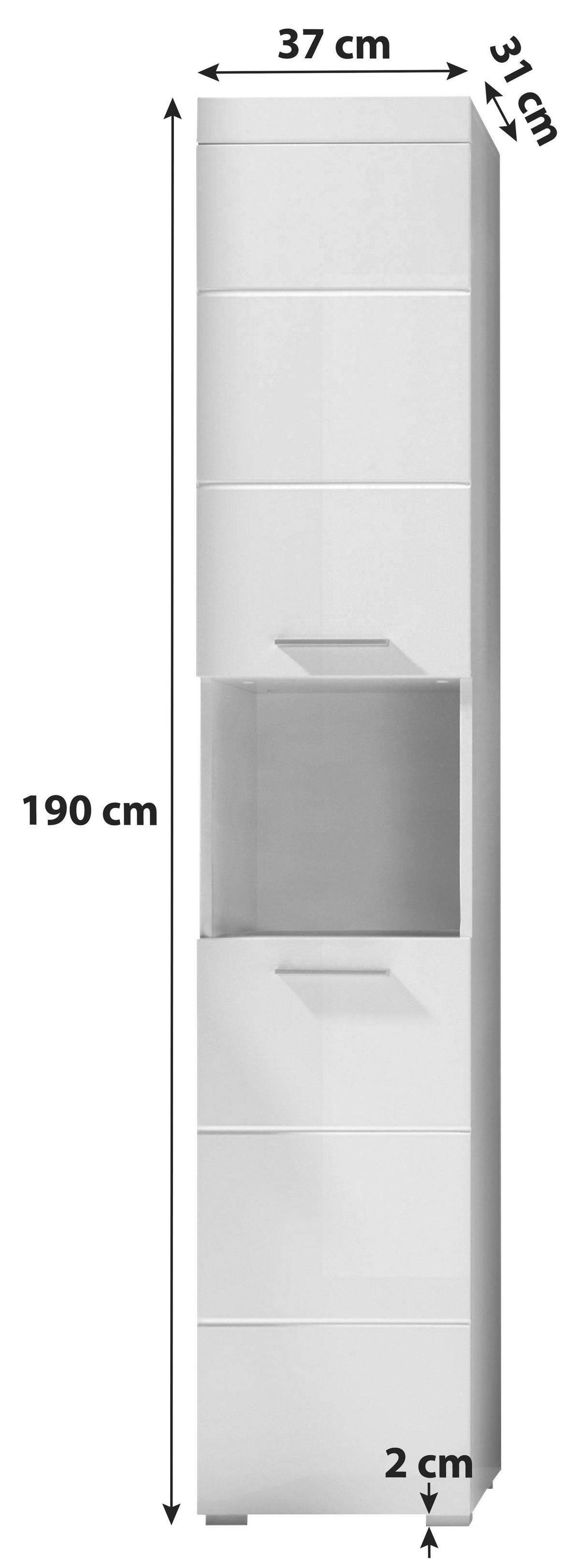 Hochschrank Amanda B: 37 Cm Grau - Silberfarben/Grau, MODERN, Holzwerkstoff (37/190/31cm) - MID.YOU