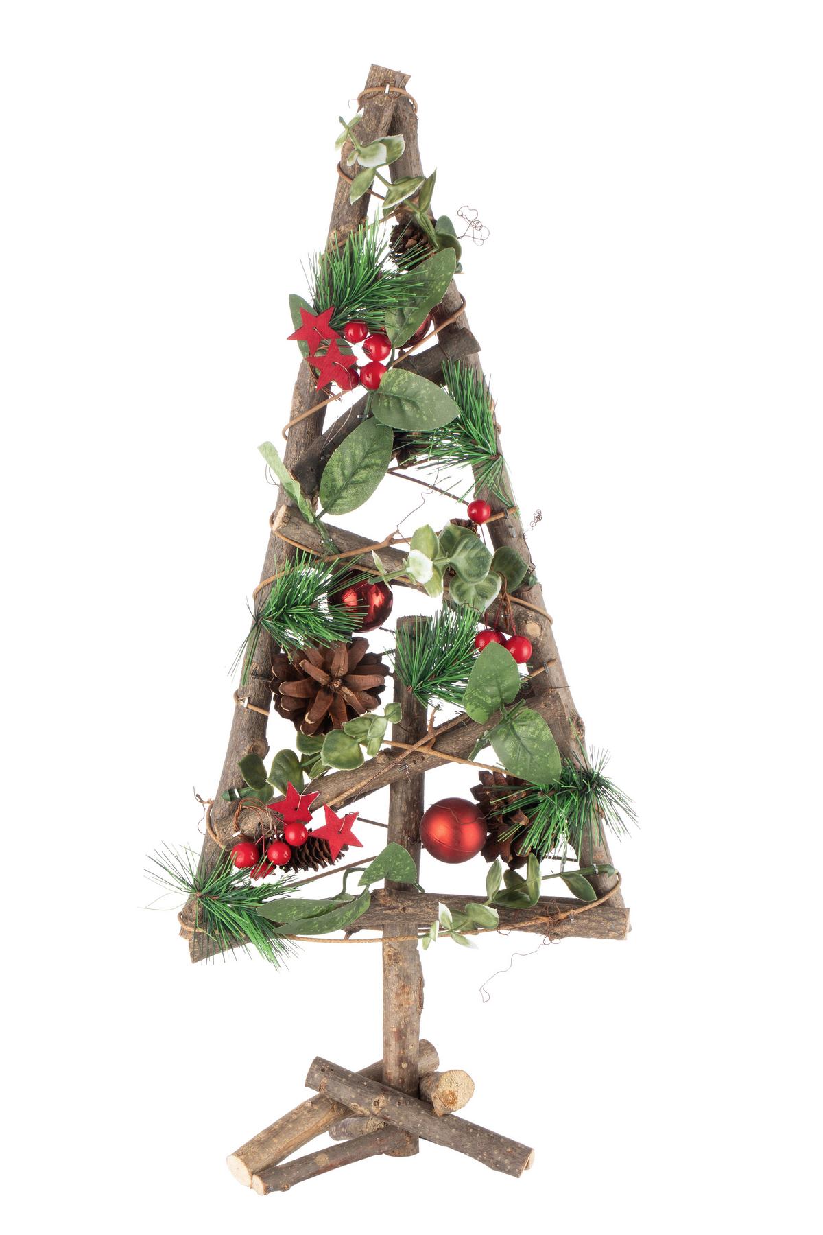 Dekoweihnachtsbaum Frederica - Rot/Braun, KONVENTIONELL, Holz/Kunststoff (19/12/48cm) - Luca Bessoni