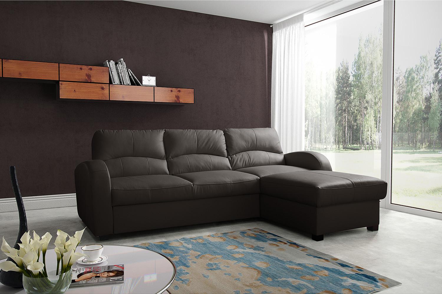 Ecksofa Tilo Dunkelbraun S: 227 cm - Dunkelbraun/Schwarz, Design, Leder/Textil (227/168cm) - Livetastic