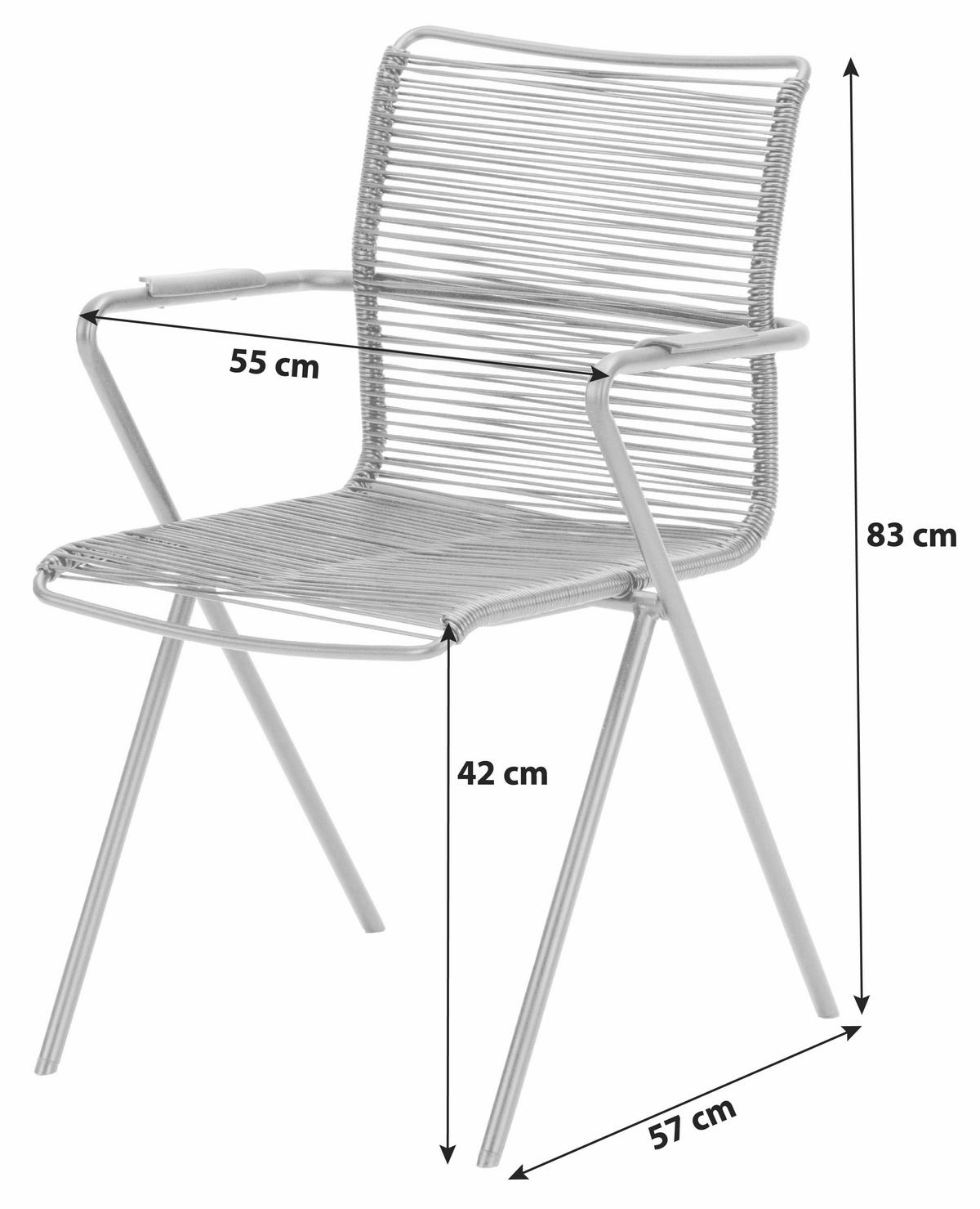 Gartensessel Stapelbar Alpha Rope Kunststoff/Metall - Anthrazit/Schwarz, Basics, Kunststoff/Metall (55/57/83cm) - Acamp