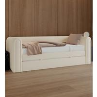 Výsuvná posteľ TASHA 90x200 cm, slonovinová - svetlohnedá/čierna, Modern, drevo/textil (90/200cm) - Bessagi Home