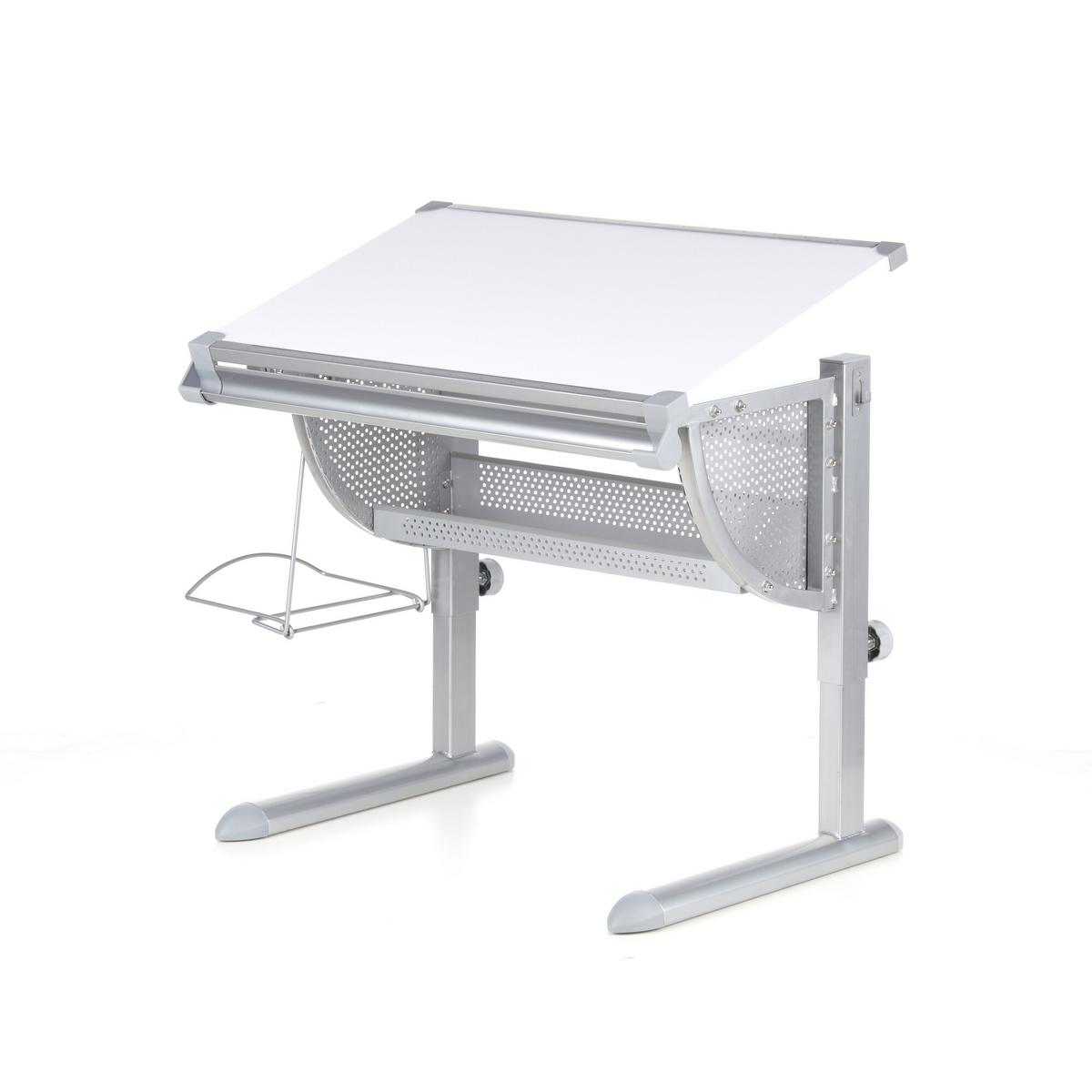 Jugendschreibtisch Belia Weiß - Silberfarben/Weiß, Basics, Holzwerkstoff/Kunststoff (50/80/56-80cm) - MID.YOU