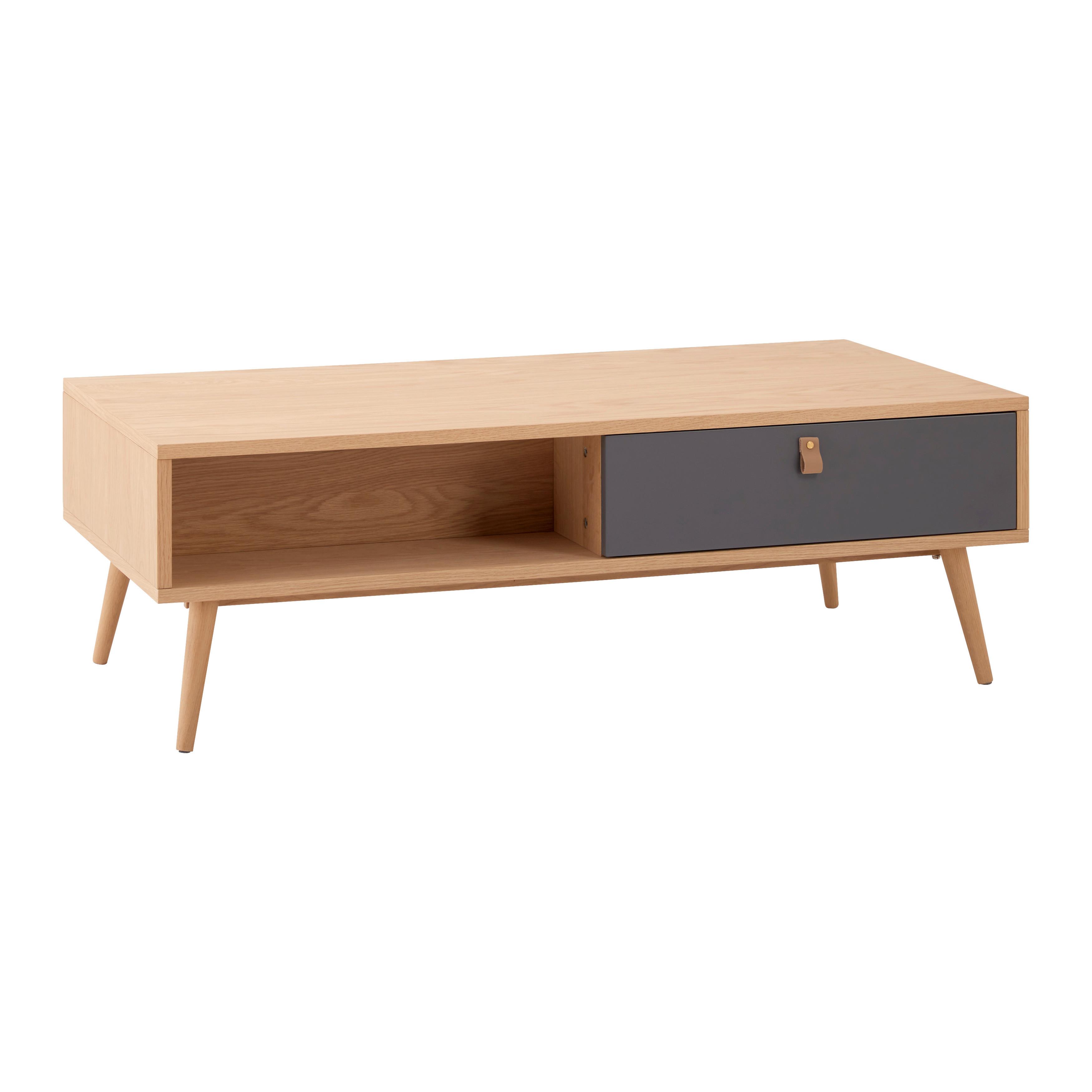 Konferenční stolek LENA přírodní barvy/šedá - šedá/přírodní barvy, Moderní, dřevo/kompozitní dřevo (120/40/60cm) - Bessagi Home
