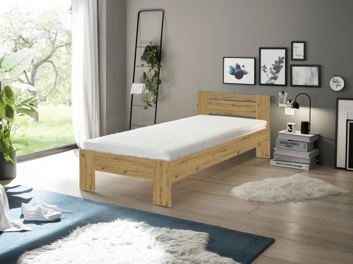 Bett Cannes 90 Eiche Artisan Dekor 90x200 - Eiche Artisan, KONVENTIONELL, Holzwerkstoff (90/200cm) - Ondega
