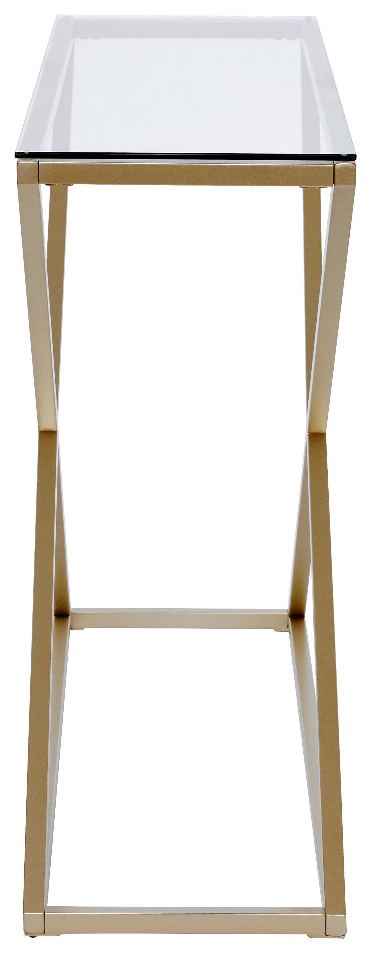 Konsolentisch Xtra Console Goldfarben/klar B: 30 Cm - Klar/Goldfarben, MODERN, Glas/Metall (100/30/74cm) - Livetastic