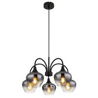 Hängeleuchte 15548-5h - Schwarz, Design, Glas/Textil (55/120cm) - Globo