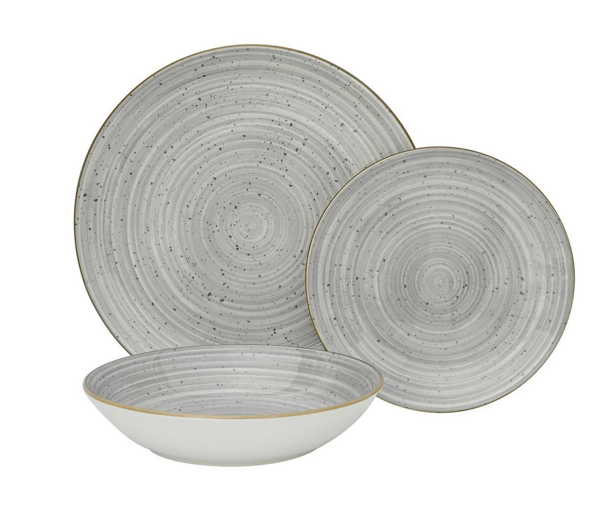 JÍDELNÍ SOUPRAVA 12-dílná, pro 4 osoby - šedá, Konvenční, keramika - Mömax