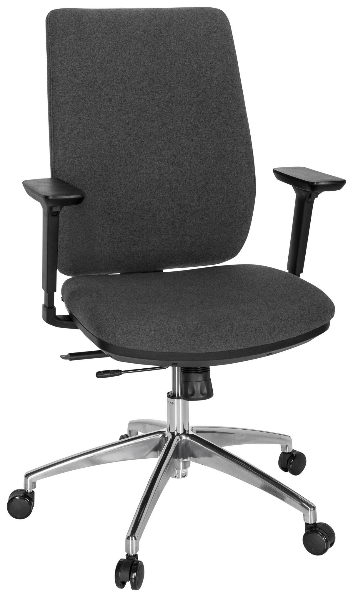 Drehstuhl Integrio I Armstütze Dunkelgrau Bis 120kg - Chromfarben/Dunkelgrau, MODERN, Kunststoff/Textil (74/123/63cm) - MID.YOU