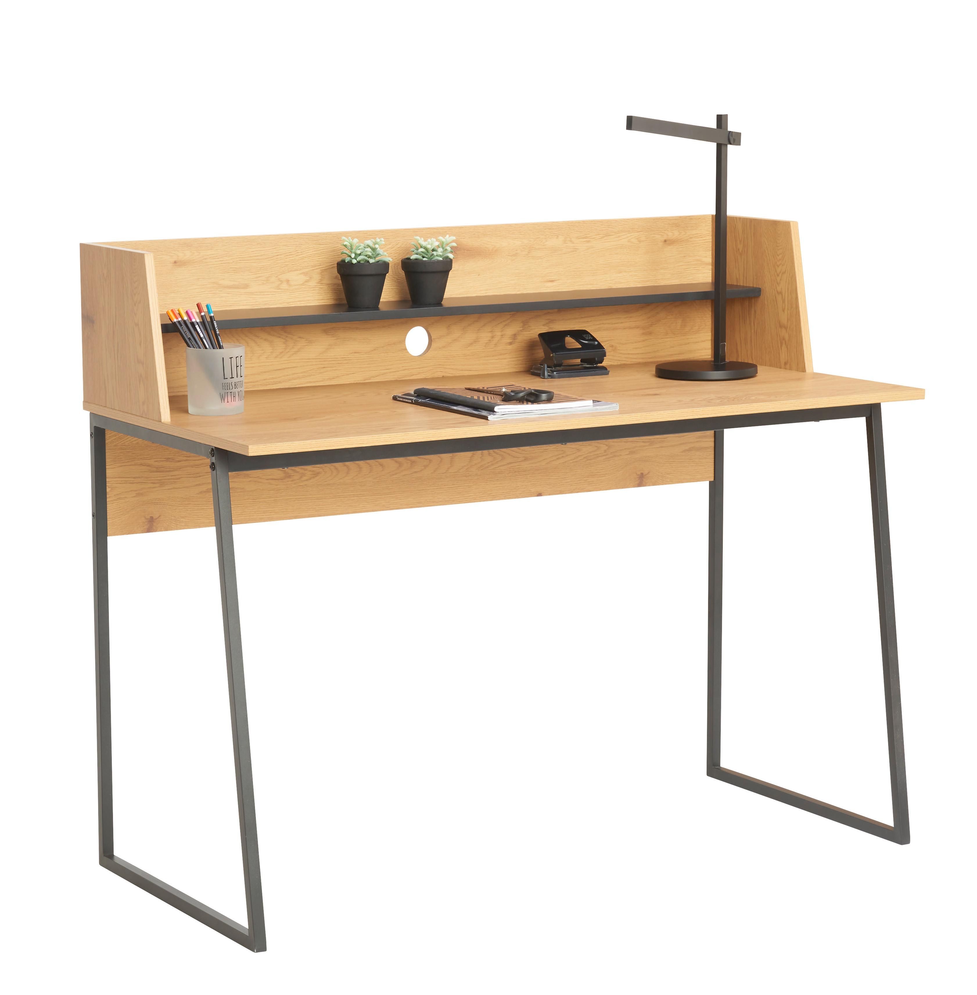Psací Stůl Verona Barva Dub - černá/barvy dubu, Moderní, kov/kompozitní dřevo (120/100/60cm) - P & B