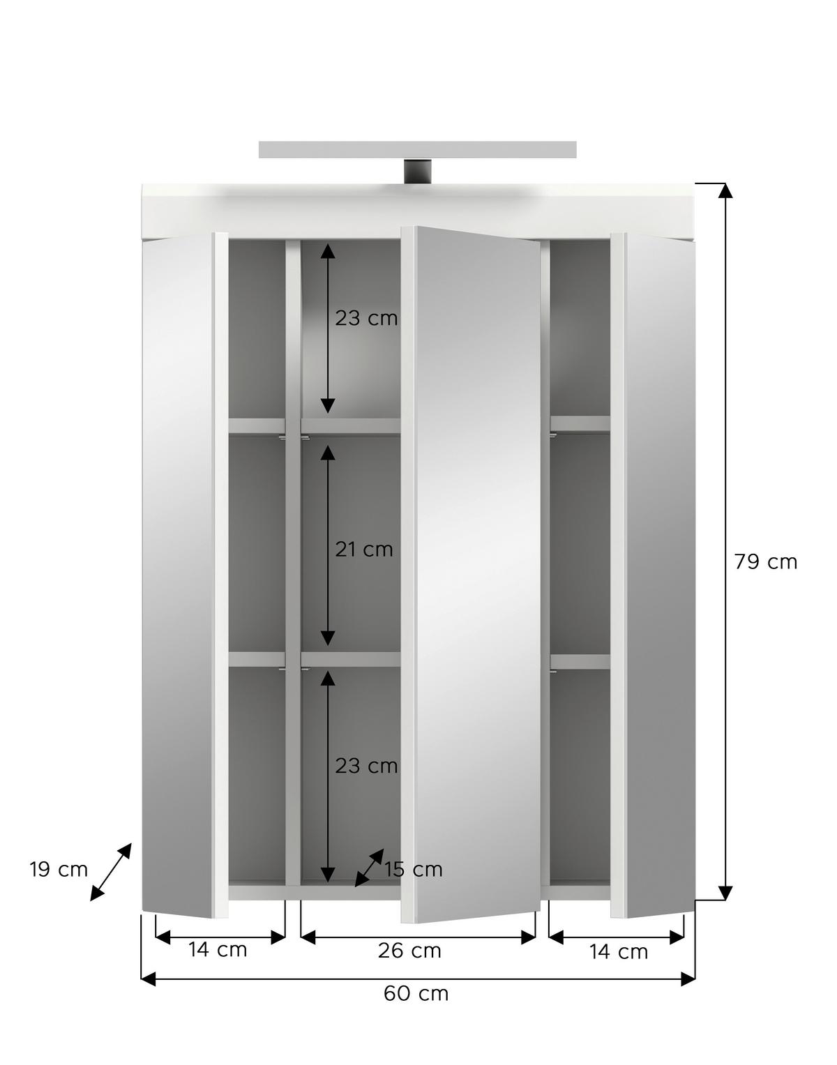Spiegelschrank Scout Spiegelglas Weiß - Weiß Hochglanz, MODERN, Glas/Holzwerkstoff (60/79/18cm) - MID.YOU