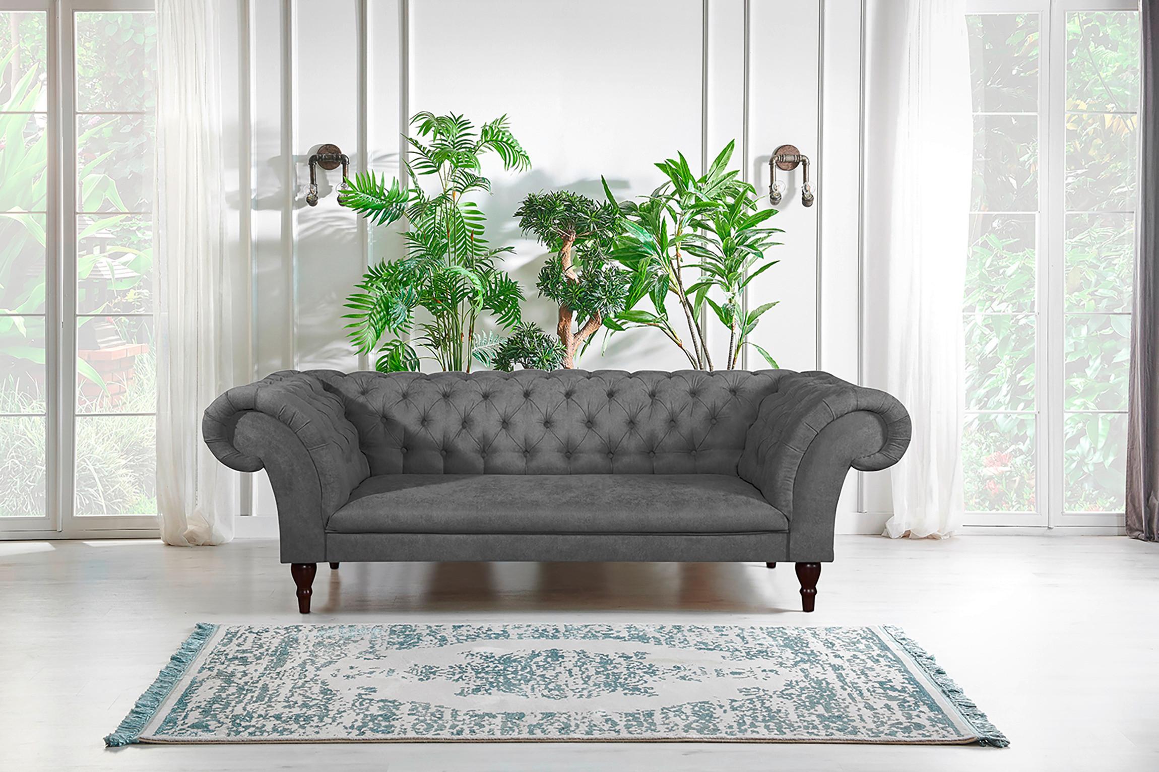 3-Sitzer-Sofa Preston Grau B: 232 cm - Braun/Grau, Design, Textil (232/79/97cm) - Livetastic