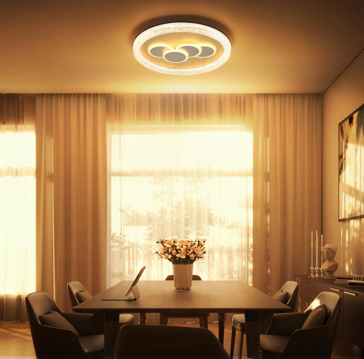 LED-Deckenleuchte 3000k, 40w - Klar/Goldfarben, Design, Kunststoff/Metall (49,5/7cm) - Globo