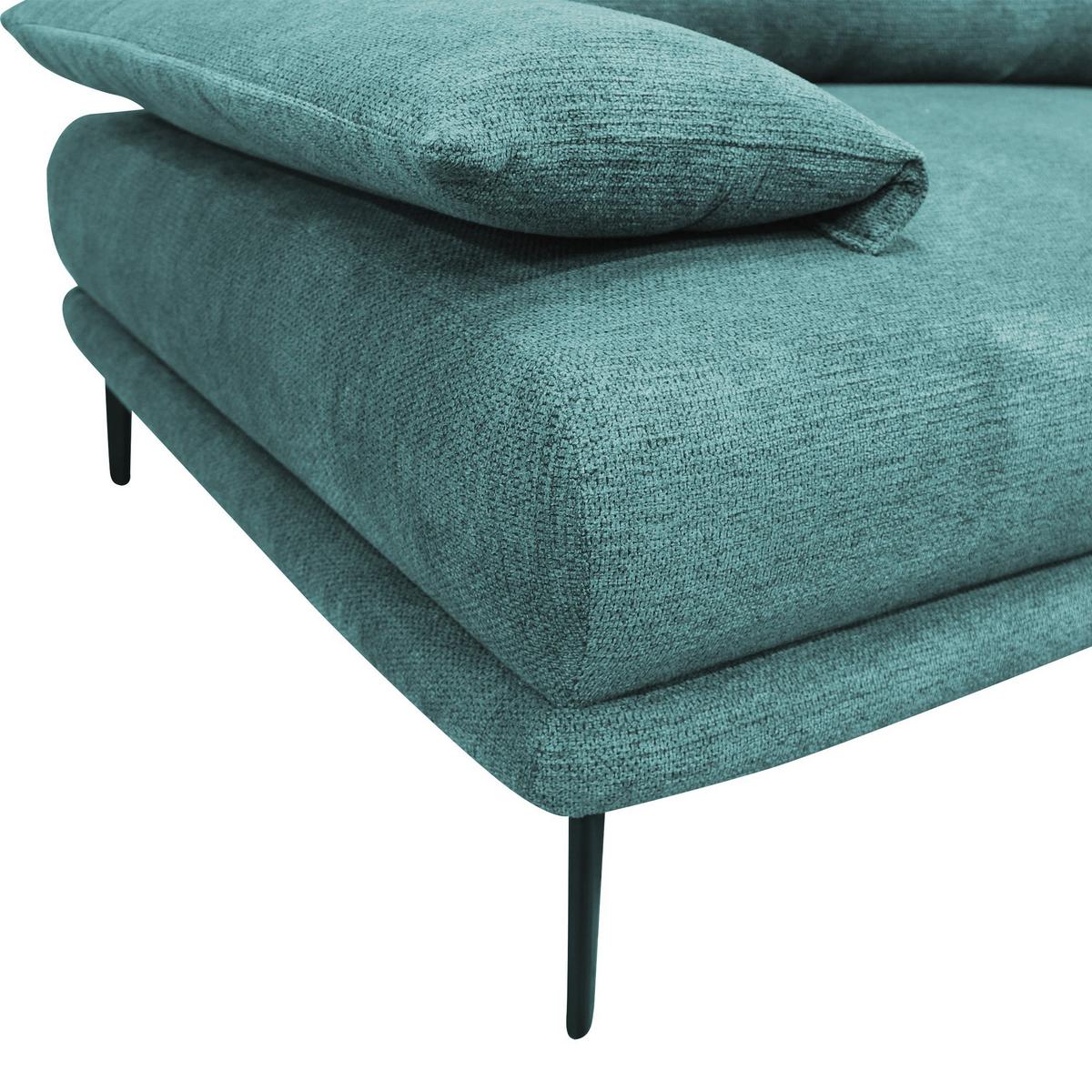 Ecksofa mit Bettkasten Lagacy 260x192 cm Webstoff Mintgrün - Schwarz/Mintgrün, Design, Textil (260/192cm) - MID.YOU