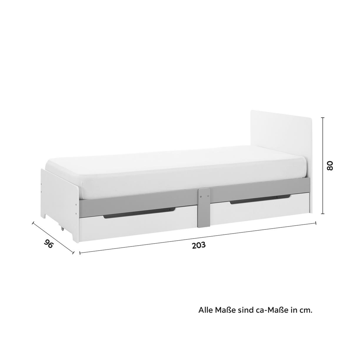 Postel pro děti a mládež DANNY bílá/šedá - bílá/šedá, Moderní, dřevo/kompozitní dřevo (96/80/203cm) - Bessagi Kids