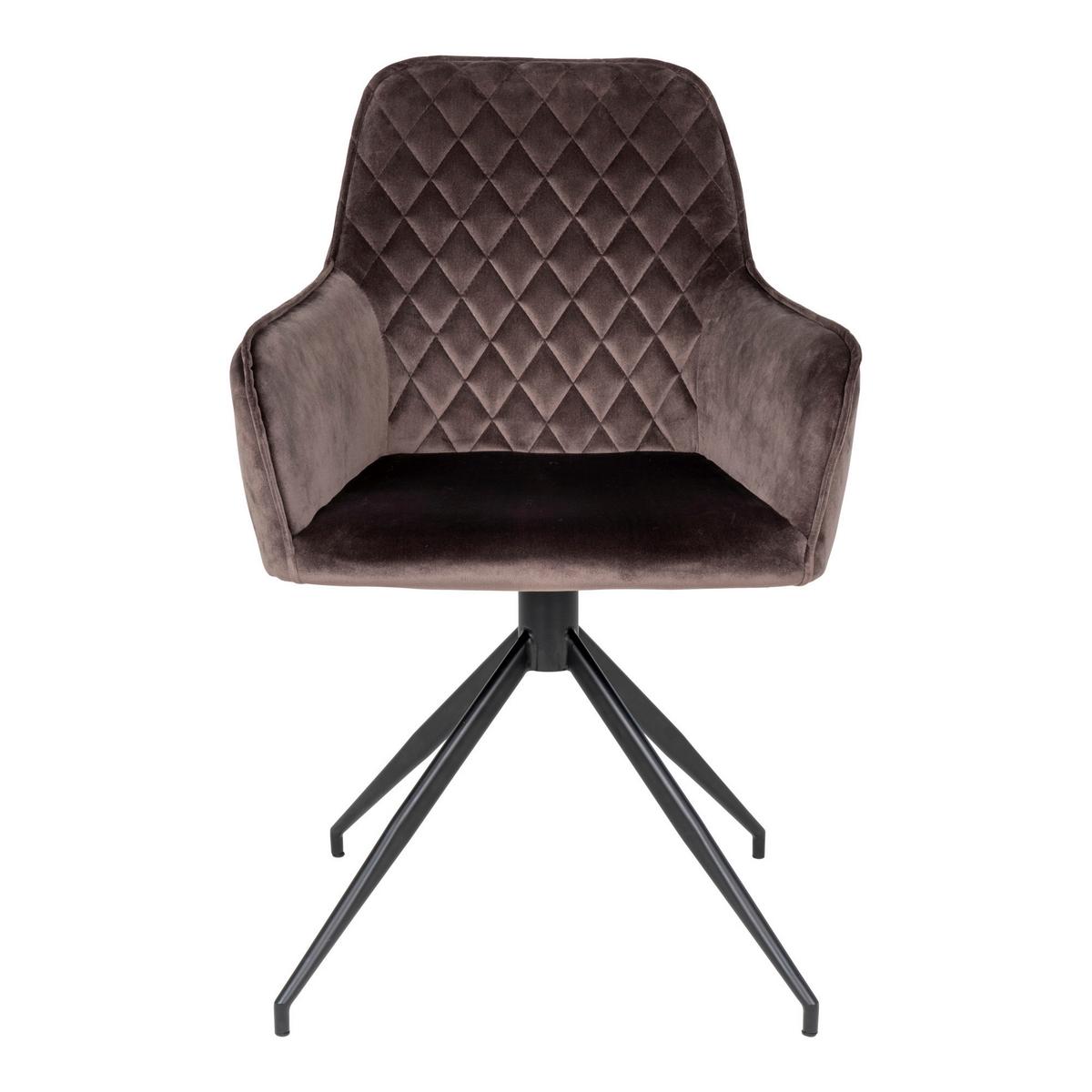 Armlehnstuhl Harbo Graubraun B: 56 cm - Graubraun/Schwarz, MODERN, Textil/Metall (56/89/62cm) - MID.YOU