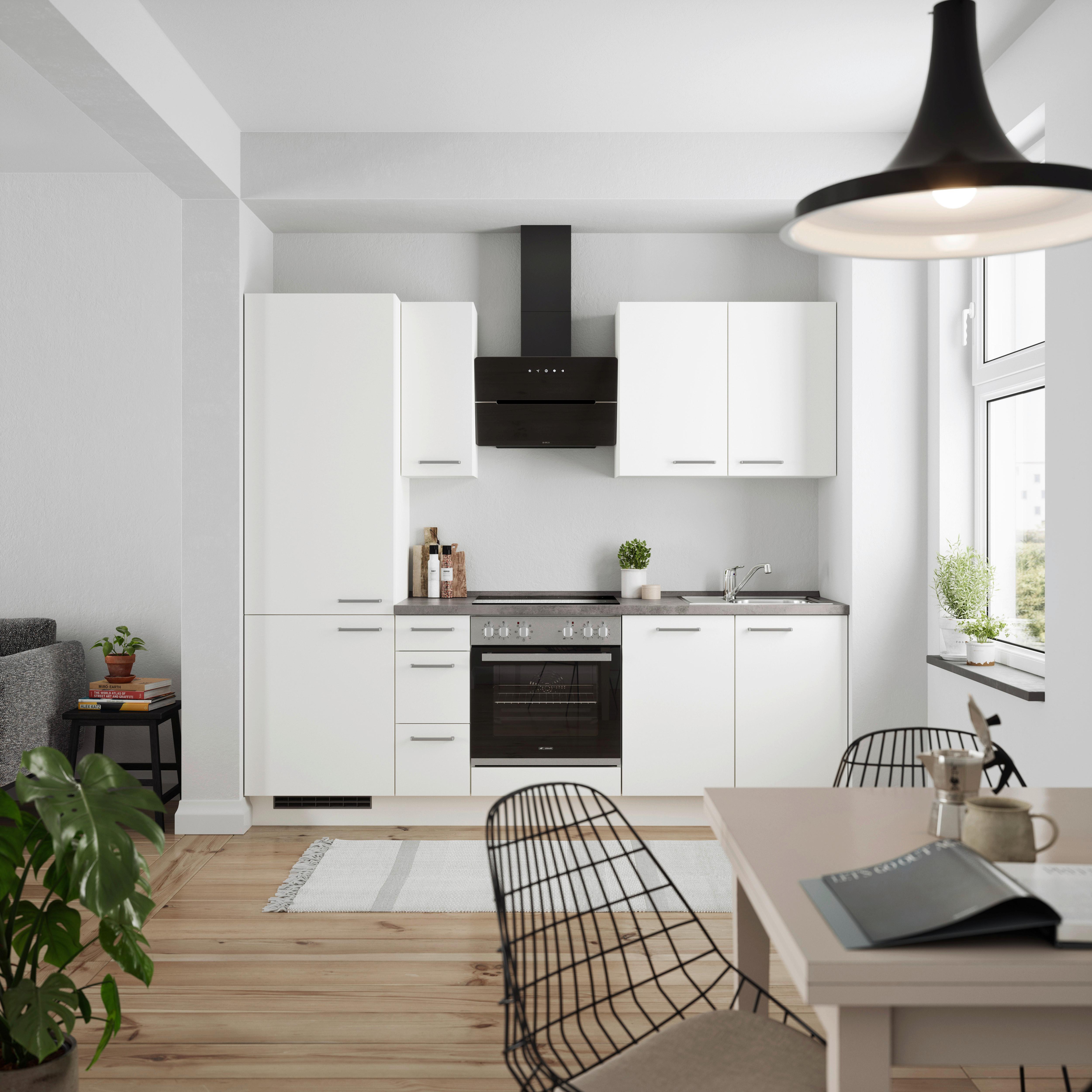 KÜCHENLEERBLOCK TOUCH HIGH - LINE, H2 LINKS - Weiß/Grau, MODERN, Holzwerkstoff (240cm) - Nobilia