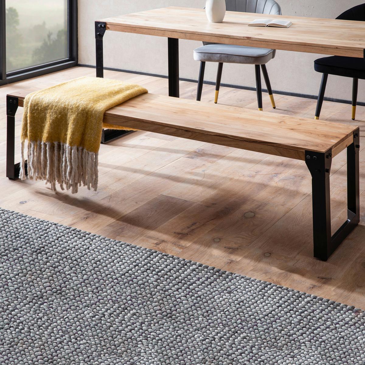 Sitzbank Holz Massiv Akazie/ Schwarz Wl7.053 B: 180 cm - Schwarz/Akaziefarben, Design, Holz (180/45/40cm) - MID.YOU