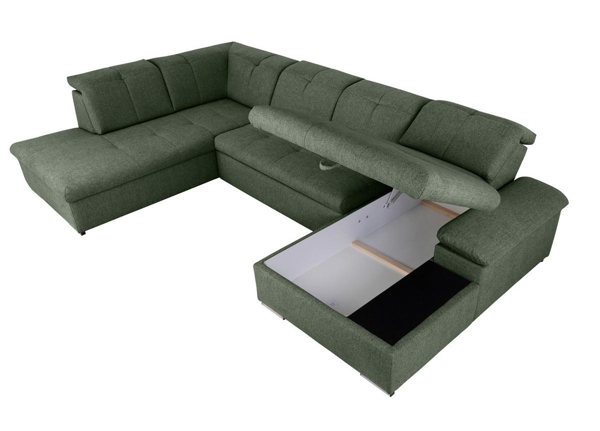 Wohnlandssschaft Grün U: 215x328x173 cm - Grau/Grün, Design, Textil (215/328/173cm) - MID.YOU