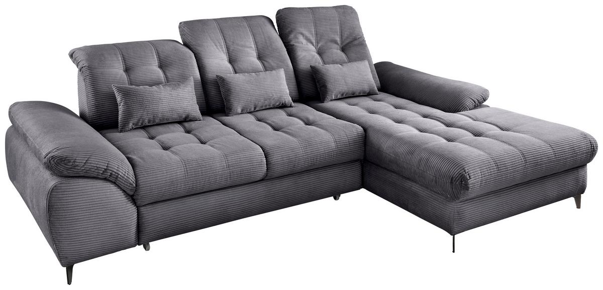 Eckschlafsofa Delphino, Grau S: 273x189 cm - Schwarz/Grau, MODERN, Textil (273/189cm) - Livetastic