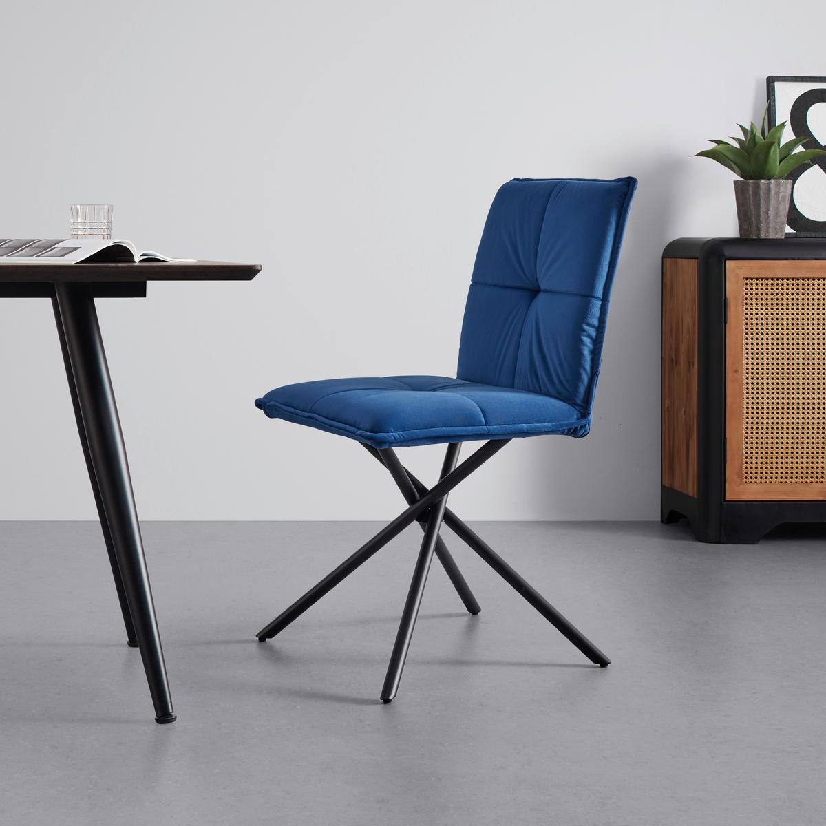 Židle Lunita modrá - modrá/černá, Moderní, kov/textil (47/88/57cm) - P & B