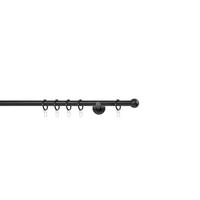 Rundstangengarnitur Schwarz L: 140 cm - Schwarz, Basics, Metall (140cm)