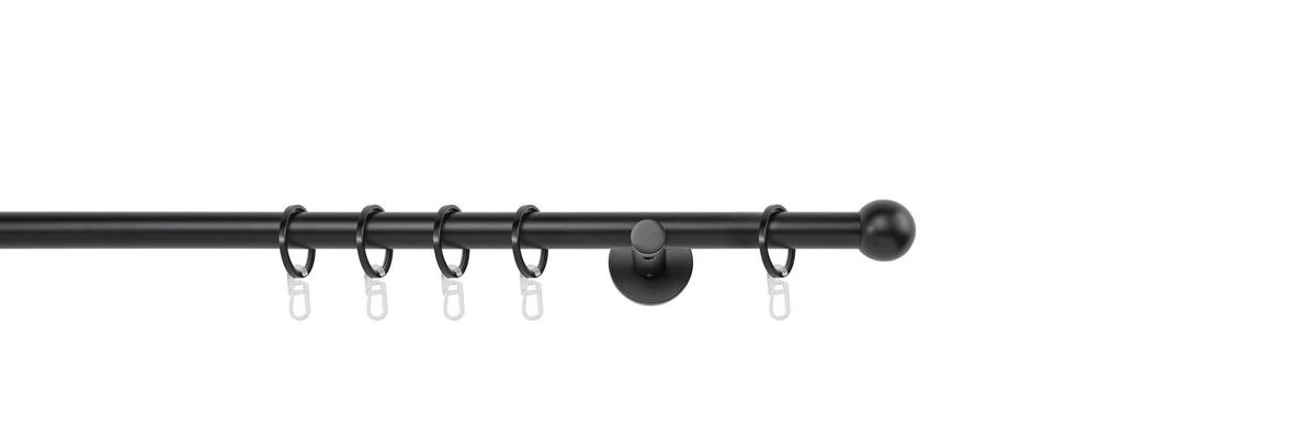 Rundstangengarnitur Schwarz L: 140 cm - Schwarz, Basics, Metall (140cm)