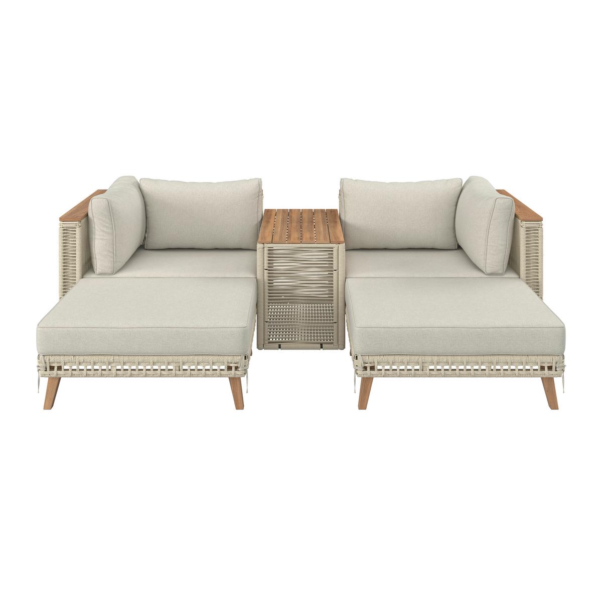 TERASOVÁ SEDACIA SÚPRAVA MARILOU - svetlosivá, Modern, kov/drevo - Bessagi Garden