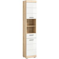 Hochschrank Lambada Sonoma Eiche/Weiß B: 37 cm - Weiß Hochglanz/Eichefarben, MODERN, Holzwerkstoff (37/191/31cm) - MID.YOU