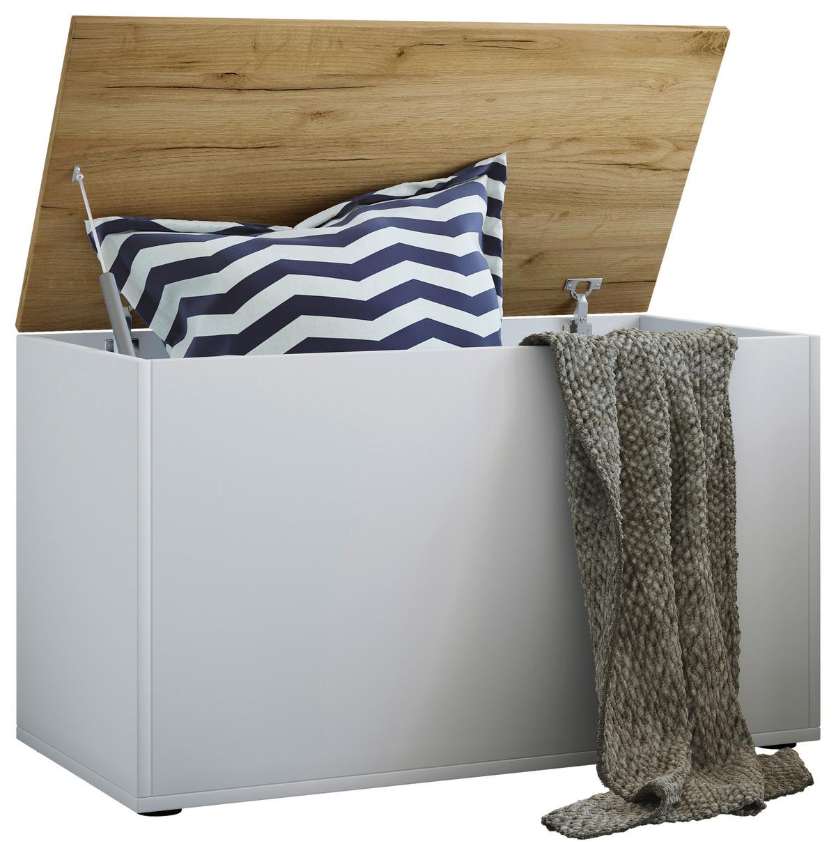 Truhenbank Bendola Weiß, Honigeiche Dekor B: 82cm - Honigeiche/Weiß, KONVENTIONELL, Holzwerkstoff (82/49/44cm) - MID.YOU