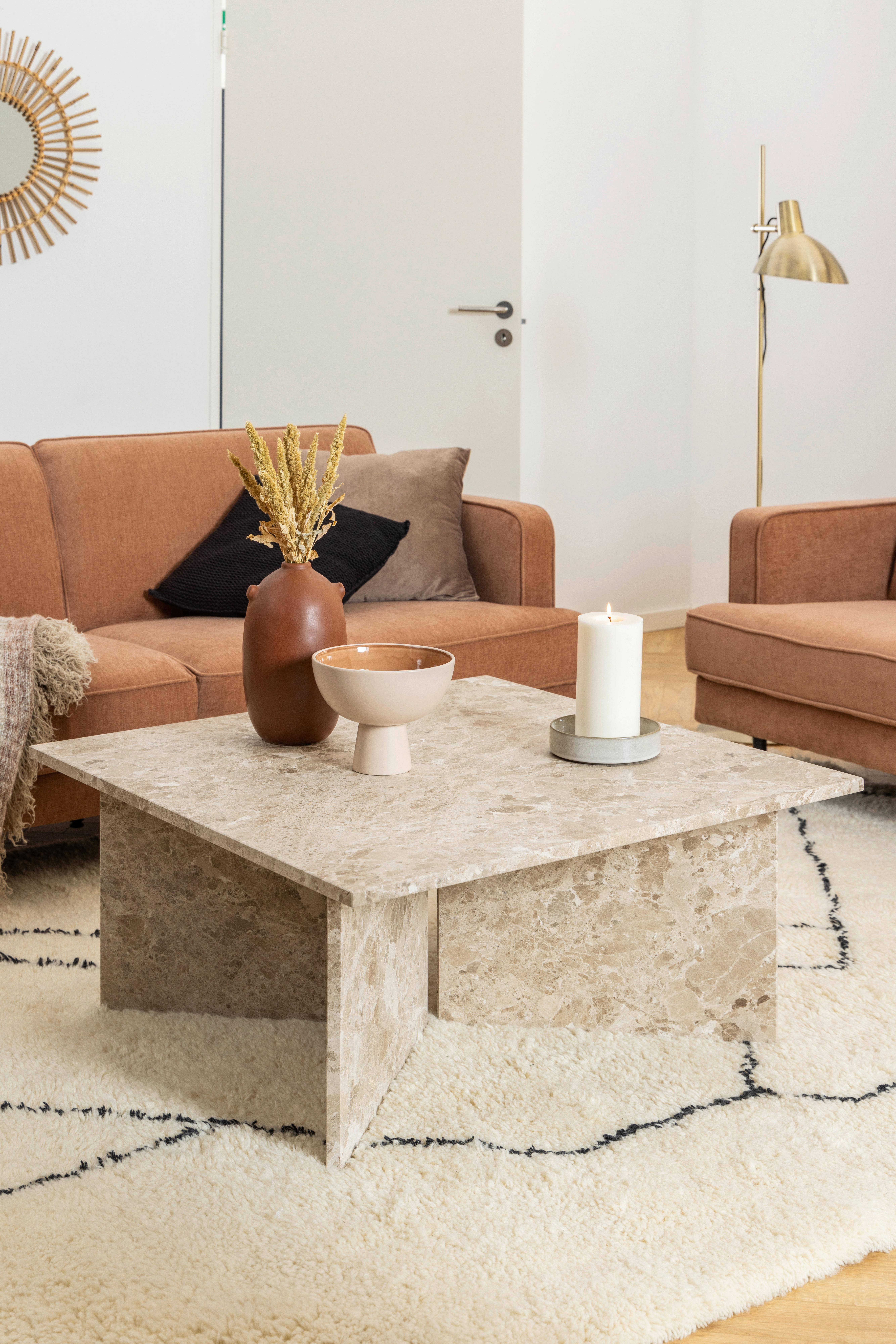 Couchtisch Vega Creme B: 90 Cm - Creme, Design, Stein (90/90/42cm) - Livetastic