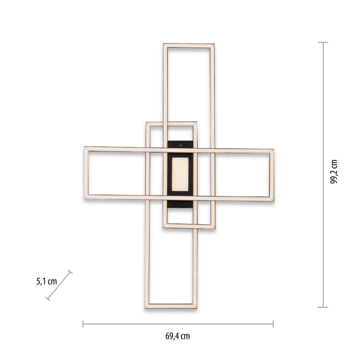 LED-Deckenleuchte Asmin L: 99,2 cm Getrennt Schaltbar - Basics, Kunststoff/Metall (99,2/69,4/5,1cm)