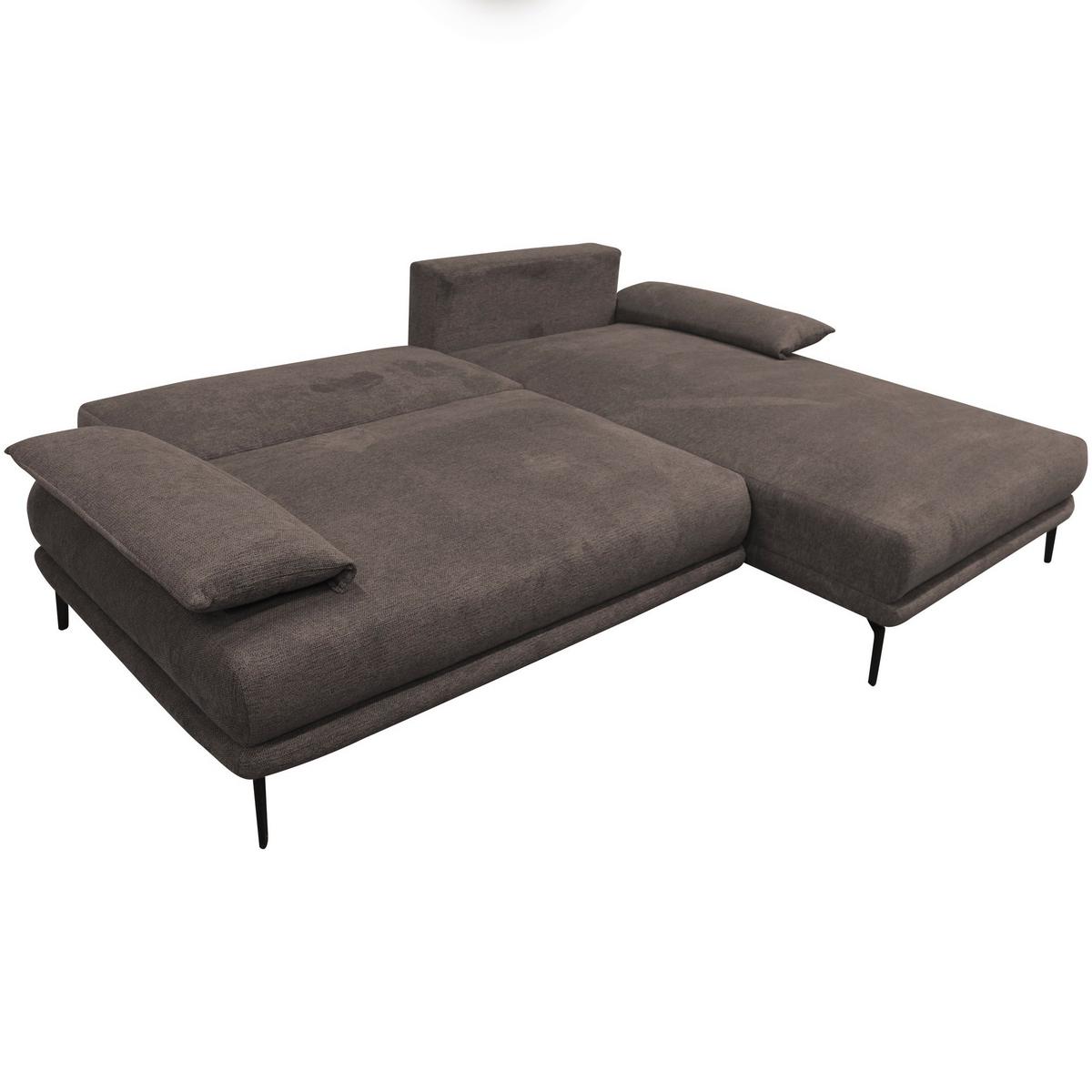 Ecksofa mit Bettkasten Lagacy 260x192 cm Webstoff Graubraun - Graubraun/Schwarz, Design, Textil (260/192cm) - MID.YOU