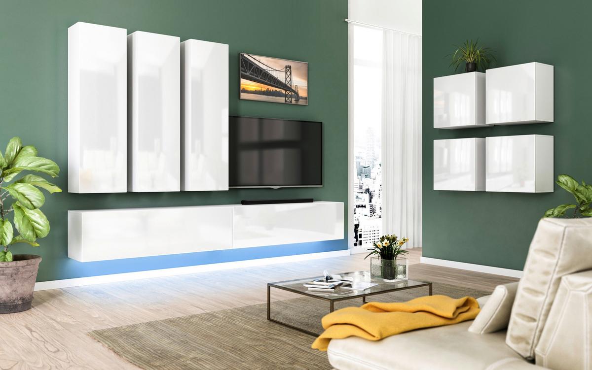 TV-Lowboard Vivien 05 B: 50 cm - Weiß Hochglanz/Weiß, Design, Holzwerkstoff (140/40/38cm) - Livetastic