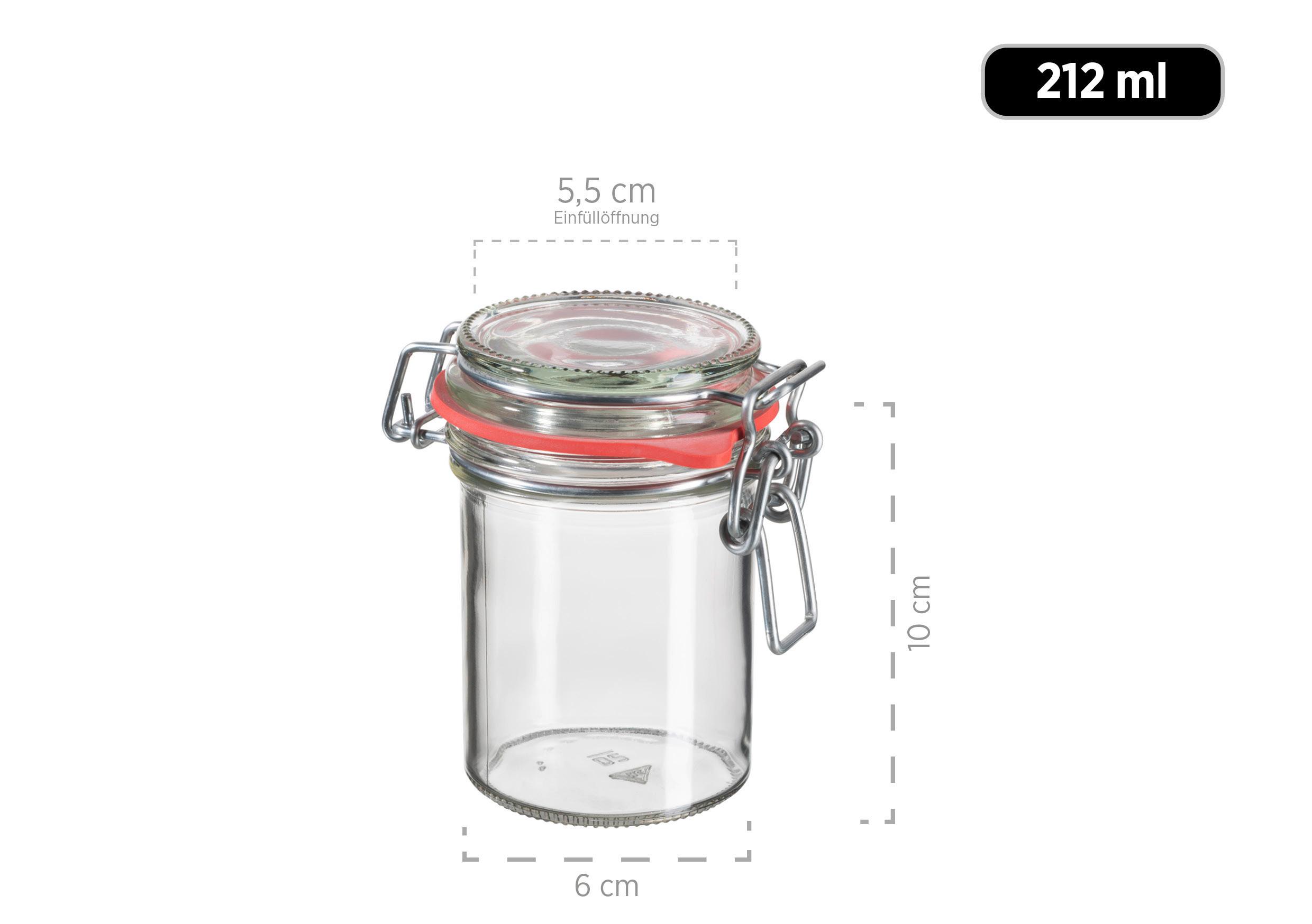 Einmachglas 6er-set Ca. 212ml, Mit Bügelverschluss - Transparent, Basics, Glas (6/10/6cm) - Mäser
