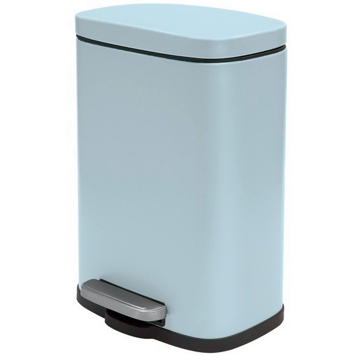 Kosmetikeimer Akira 5l Blau Metall Lxbxh: 21,4x17,6x30 Cm - Schwarz/Hellblau, Basics, Kunststoff/Metall (21,4/17,6/30cm)