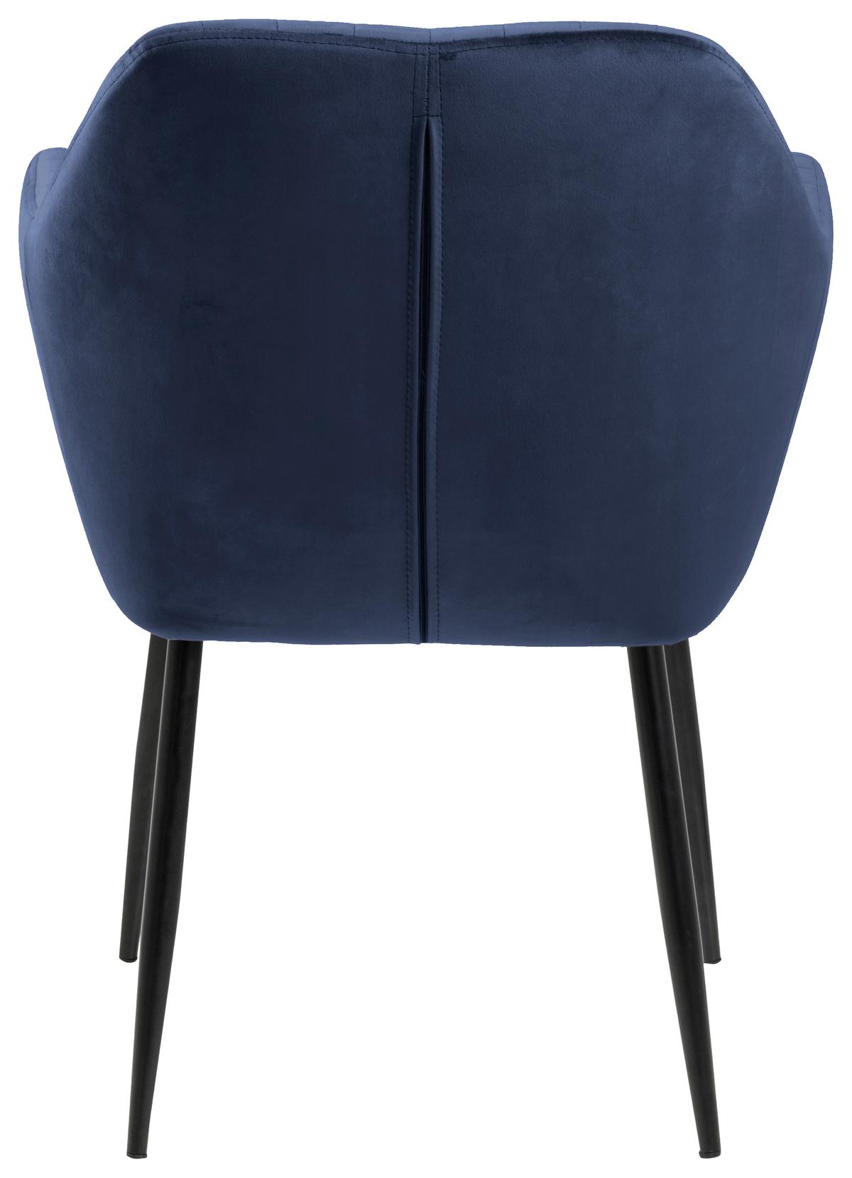 Židle s područkami EMILIA tmavě modrá - černá/tmavě modrá, Trend, kov/textil (57/83/59cm) - Ambia Home