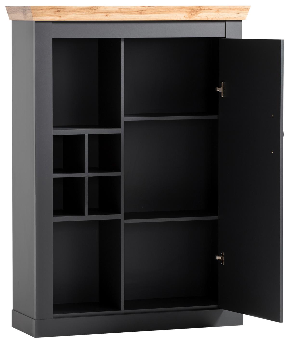 Highboard Catania Anthrazit/Eiche Dekor B: 107cm - Anthrazit/Eiche Wotan, Design, Holzwerkstoff (107/146/38cm) - MID.YOU