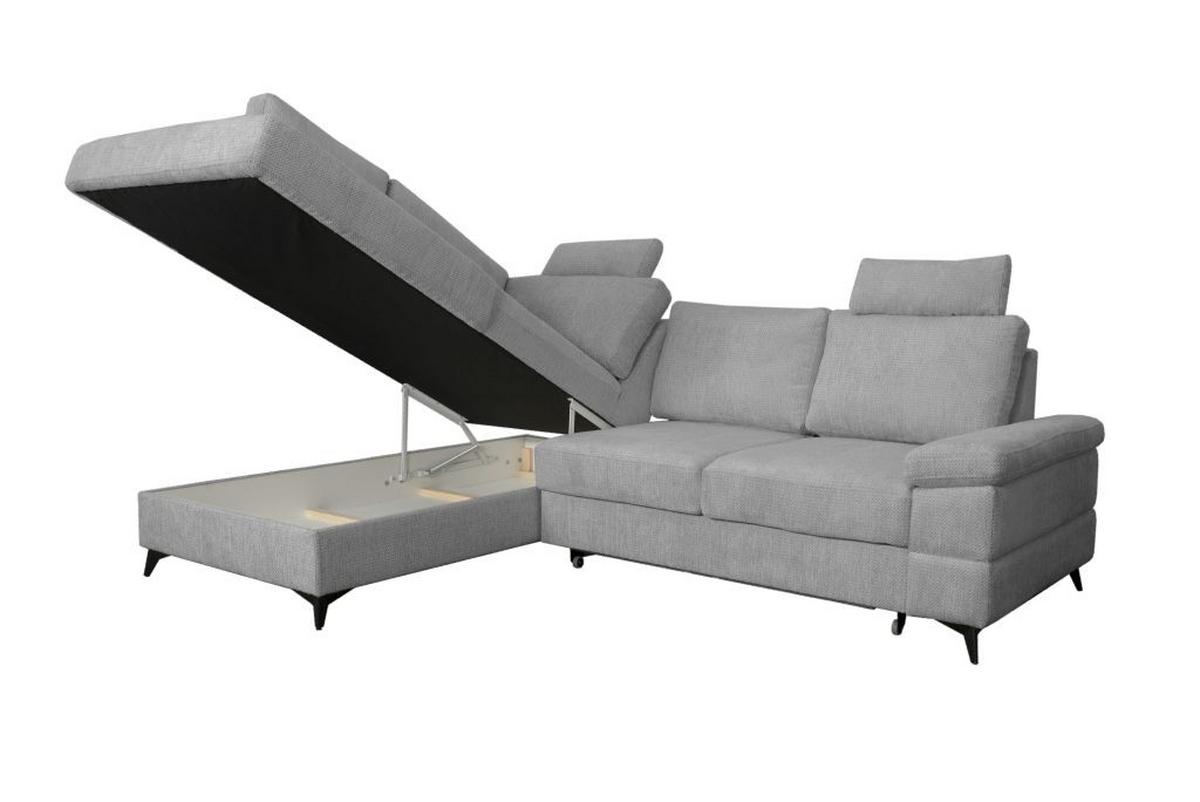 Rohová sedačka SARA L, ľavá, sivočierna - čierna/sivá, Basics, kov/textil (189/250cm) - Ondega