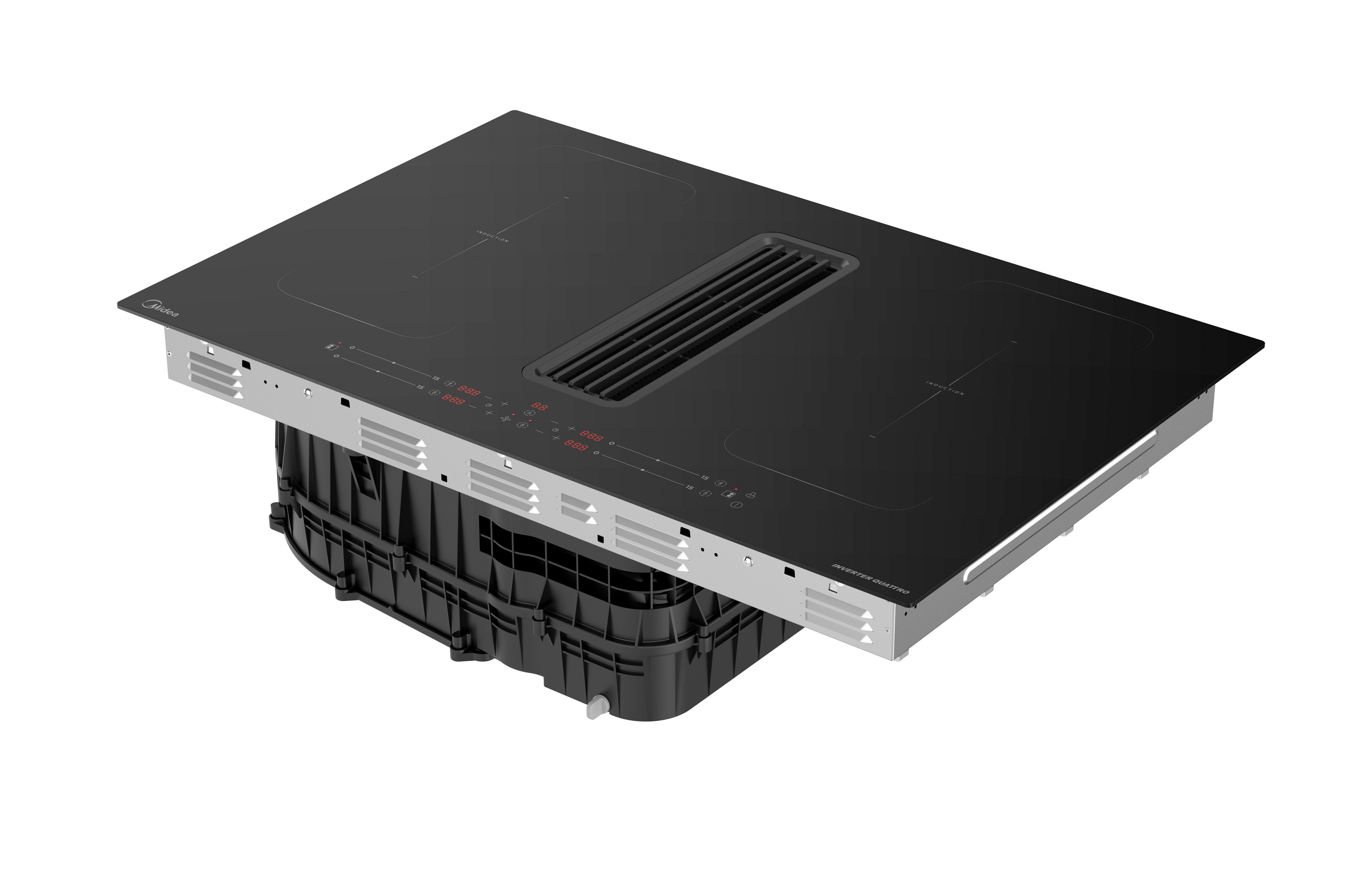 Kochfeld-Dunstabzug-Kombi Mih740y038b - Schwarz, MODERN, Glas (80/23.7/52cm) - Midea