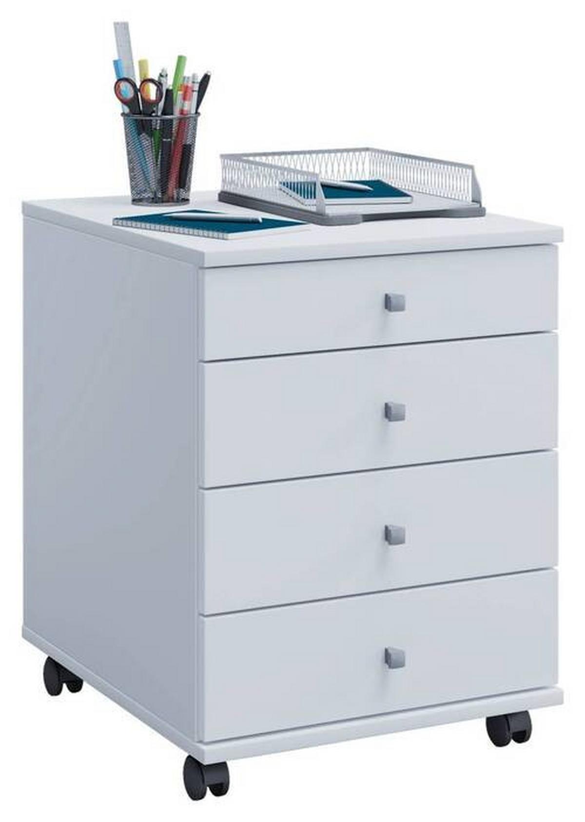 Rollcontainer Weiß Lona Mini Bht 42x57x50 Cm - Weiß, Basics, Holzwerkstoff/Kunststoff (42/57/50cm) - MID.YOU