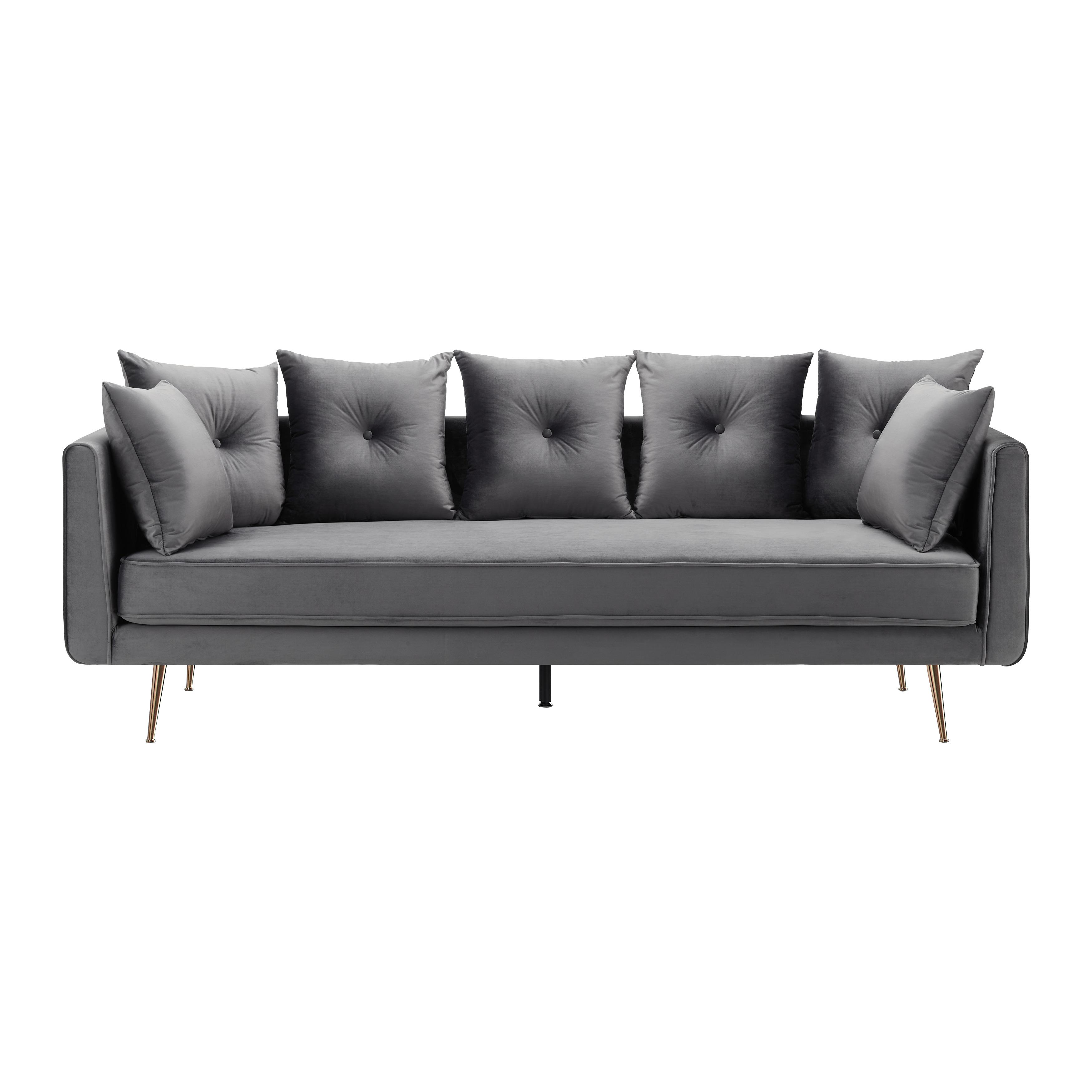 Elegantná Pohovka Luis Sivá - sivá/zlatá, Moderný, kov/drevo (225/87/87cm) - Bessagi Home