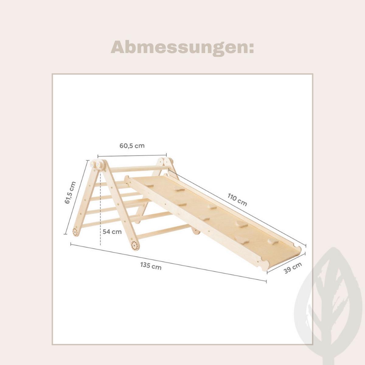 Kletterdreieck mit Rutsche natur - Birkefarben, Basics, Holz (110/36/6cm)