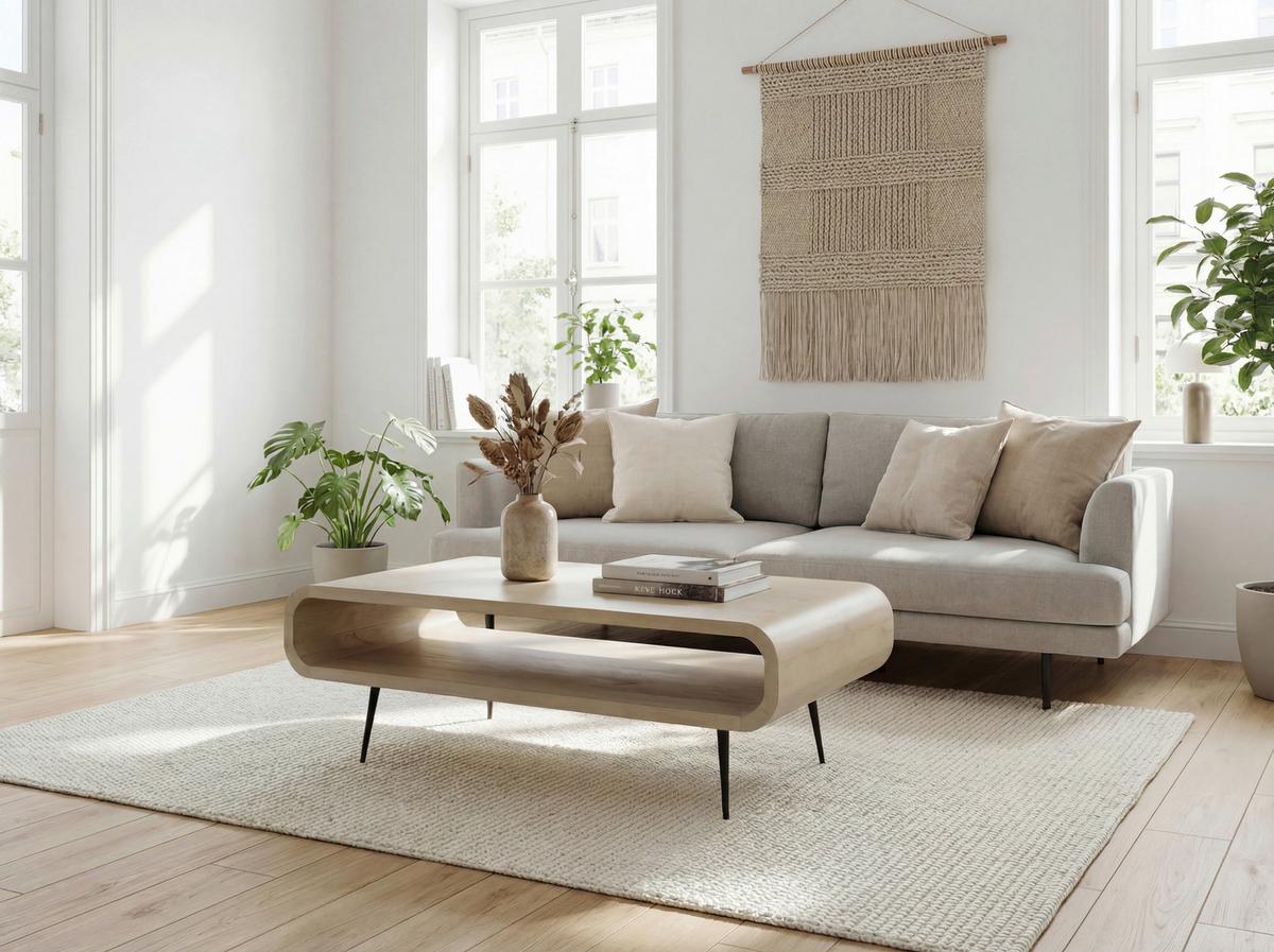 COUCHTISCH Mangoholz B: 90cm - Schwarz/Weiß, Design, Holz/Metall (90/55/30cm) - Livetastic