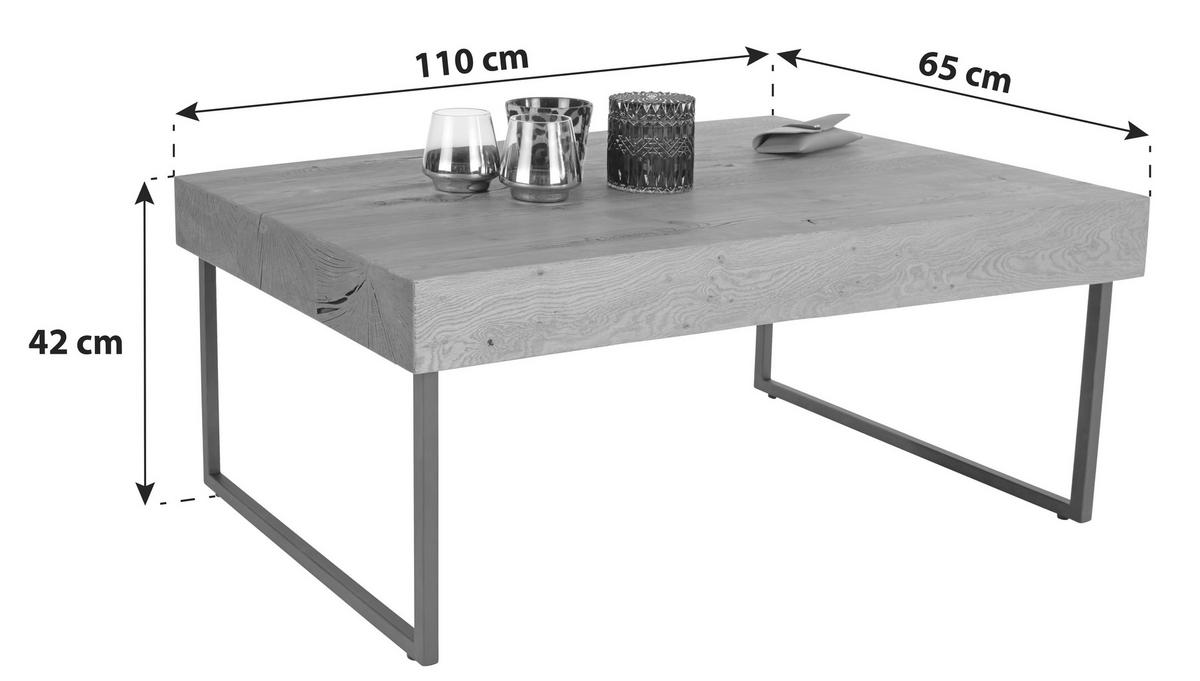 Konferenční stolek OLIVER 110x65cm - černá/barvy dubu, Moderní, kov/kompozitní dřevo (110/42/65cm)