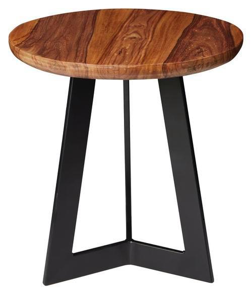 Beistelltisch mit Holzplatte Sheesham/Schwarz - Sheeshamfarben/Schwarz, Design, Holz/Metall (35/35/37cm) - MID.YOU