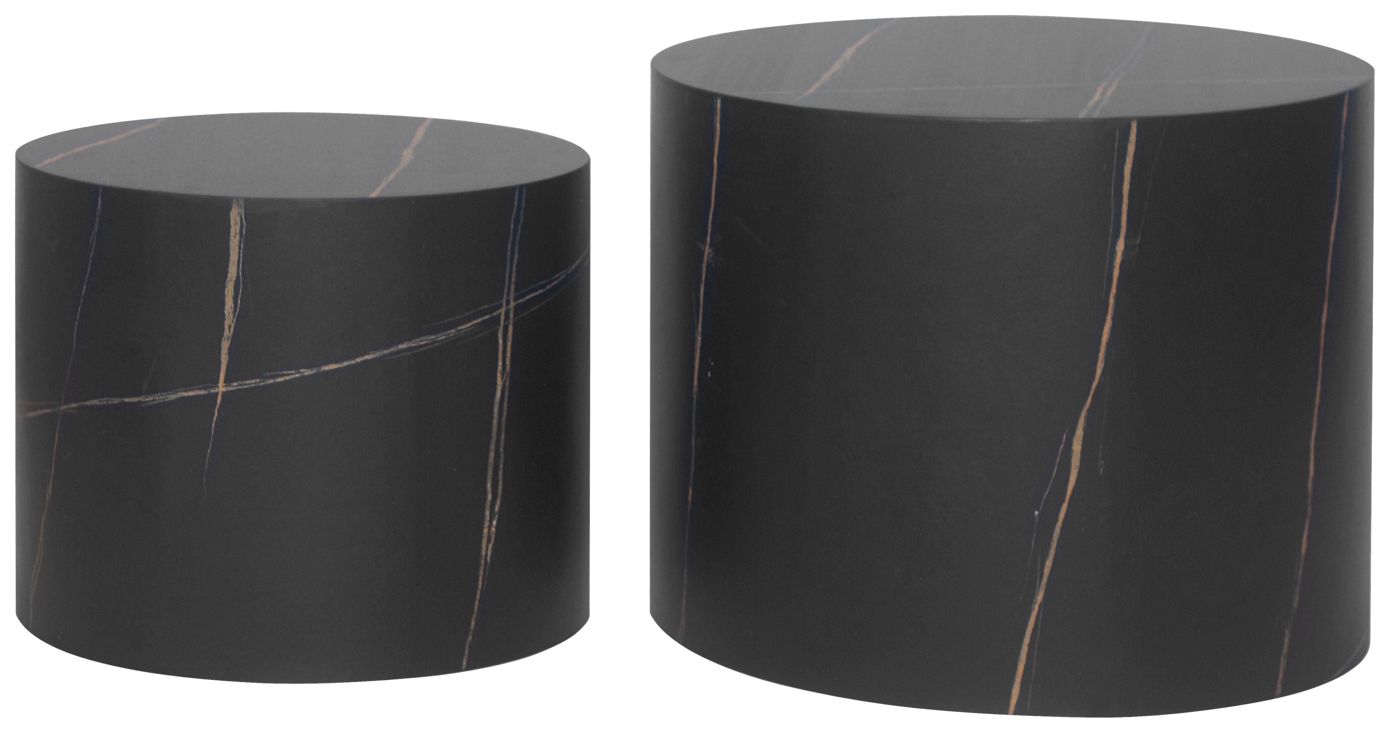 Beistelltischset Kairo Schwarz 2-teilig - Schwarz, Trend, Holzwerkstoff (48/38/38/32/40/30cm)